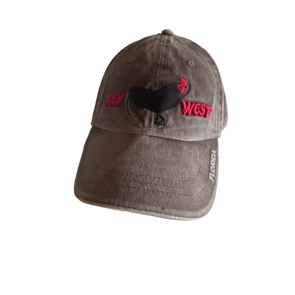 Embroidered Key West Florida Rooster Brown Cap ETO Apparel Adjustable Strap